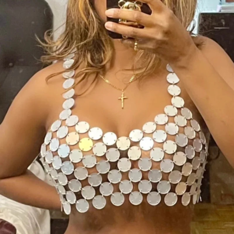 2024 New Night Club Dance Handmade Glitter Crop Tops For Women Sexy Mesh Blend Leather Blend Suede Blend 2024 New Night Club Dance Handmade Glitter Crop Tops For Women Sexy Mesh Blend Leather Blend Suede Blend
