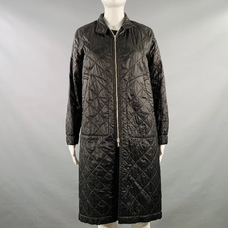 DRIES VAN NOTEN Size S Black Polyamide Blend Quilted Slip Pockets Coat Coat Overcoat Trench Coat