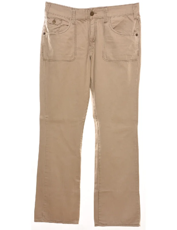 Levi's Beige Straight-Leg Trousers - W35 L34 Trousers fashionable chic