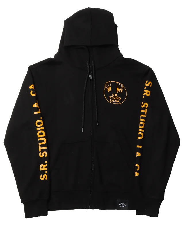 Zip Up Hoodie Hoodie with Hem Raw Edge Edgy Unfinished