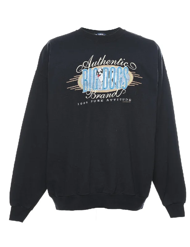 Black Big Dogs Animal Sweatshirt - XL Hoodie with Strings Custom Fit Adjustable