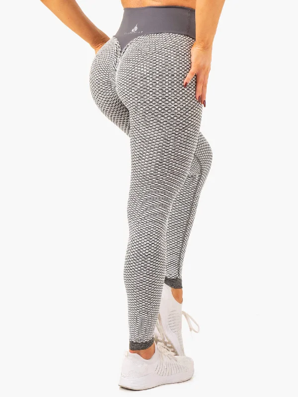 Honeycomb Scrunch Seamless Leggings - Grey Marl Trendy Mesh Leggings