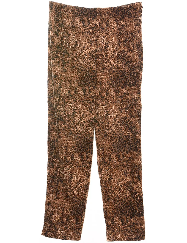Leopard Print Trousers - W32 L31 Trousers practical easy-care