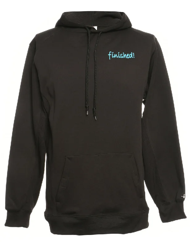 Black Hoodie - M Hoodie with Typography Text Message