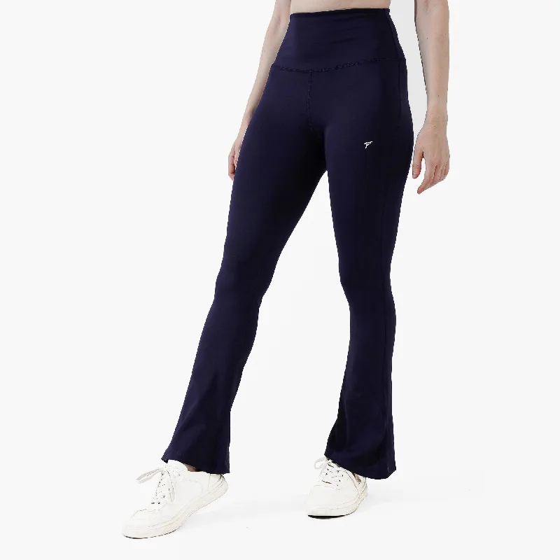 Tf-Navy Premium Flare Leggings Trendy High-Waist Tummy Control Leggings