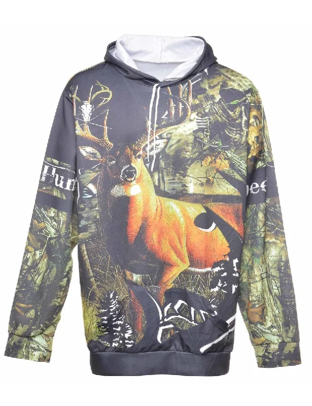 Animal Printed Sweatshirt - XL Hoodie with Typography Text Message