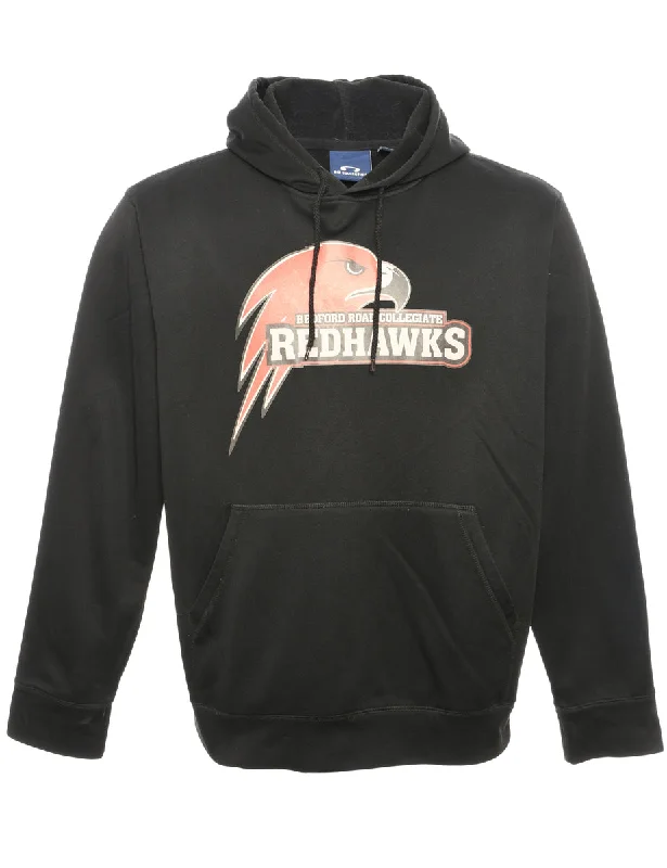 Bedford Collegiate Redhawks Hooded Sports Sweatshirt - M Hoodie with Mock Neck Collared Structured Bedford Collegiate Redhawks Hooded Sports Sweatshirt - M Hoodie with Mock Neck Collared Structured