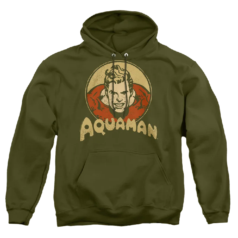 Aquaman Aqua Circle - Pullover Hoodie Port Neck Pullover