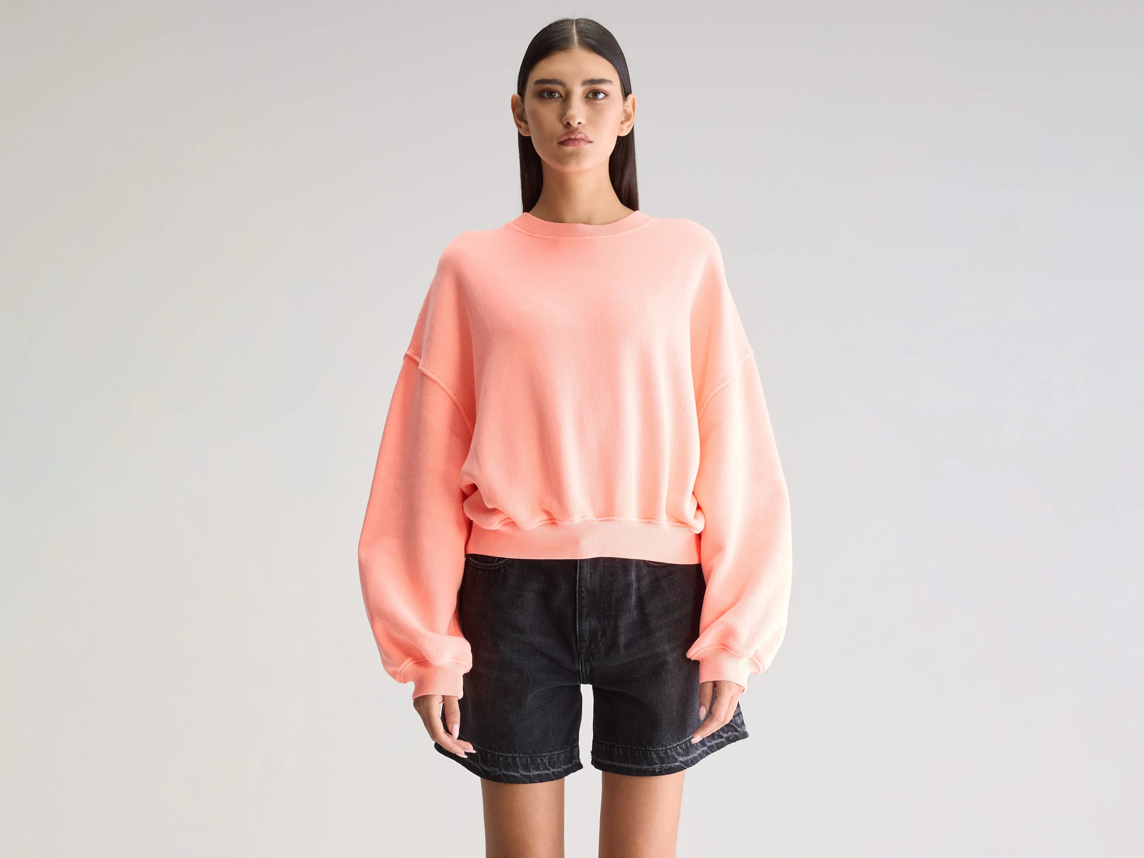 Fancy cropped sweatshirt (251 / W / EXOTIC WASH) Hoodie with Ribbed Cuffs Snug Fit Comfort
