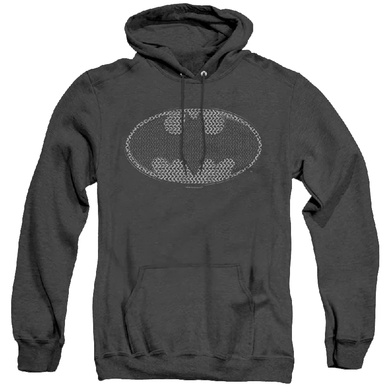 Dc Batman Chainmail Shield - Heather Pullover Hoodie Textured Knit Design