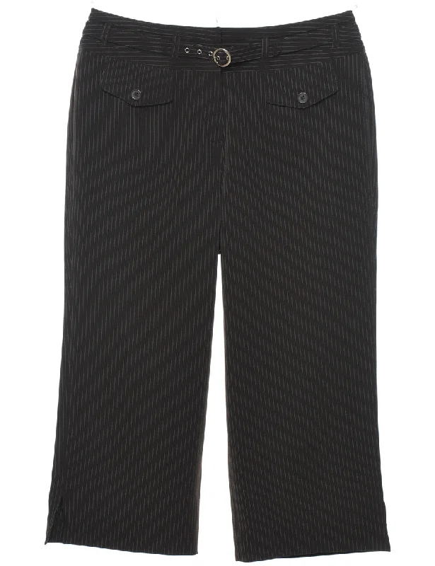 Pinstripes Cropped Trousers - W32 L21 Trousers Business Professional