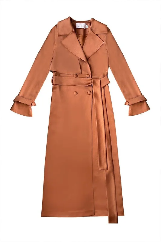 VIVIENNE BROWN SATIN TRENCH COAT Trapeze Tunic Caftan