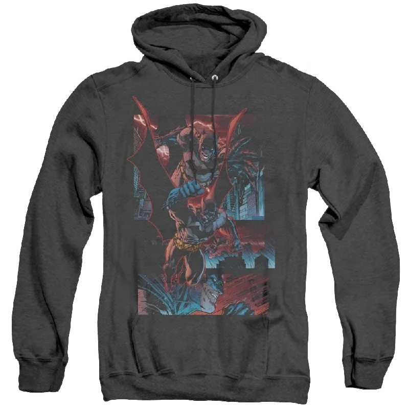 Dc Batman Dark Knight Panels - Heather Pullover Hoodie Ribbed Crew Neck