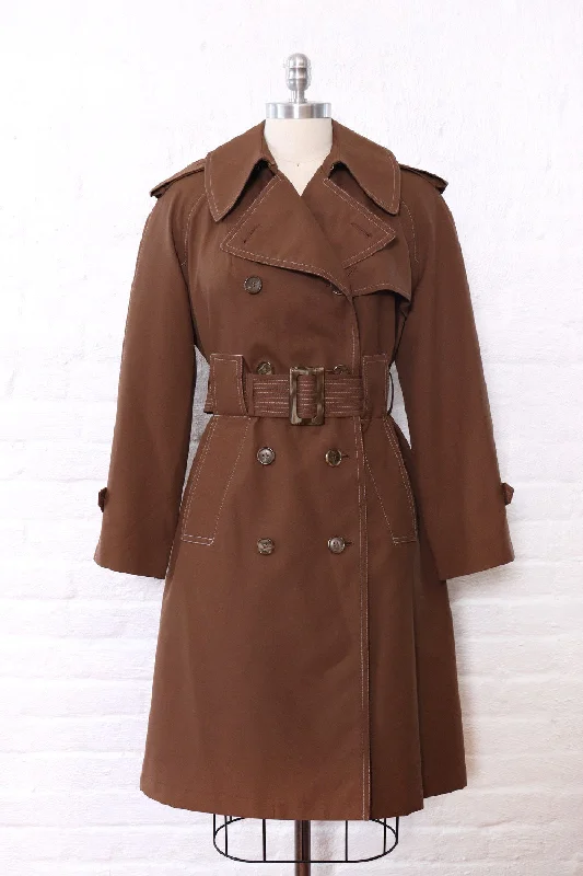 Hot Chocolate Topstitch Trench Coat M Striped Polka Dot Floral