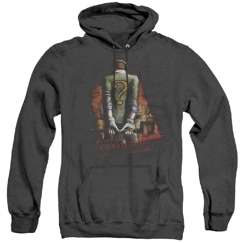 Batman Arkham City Riddler Convicted - Heather Pullover Hoodie Slim Sleeve Pullover