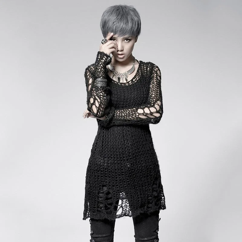 Fashion Broken Pullover Striped Punk Sweaters High Neck Pullover