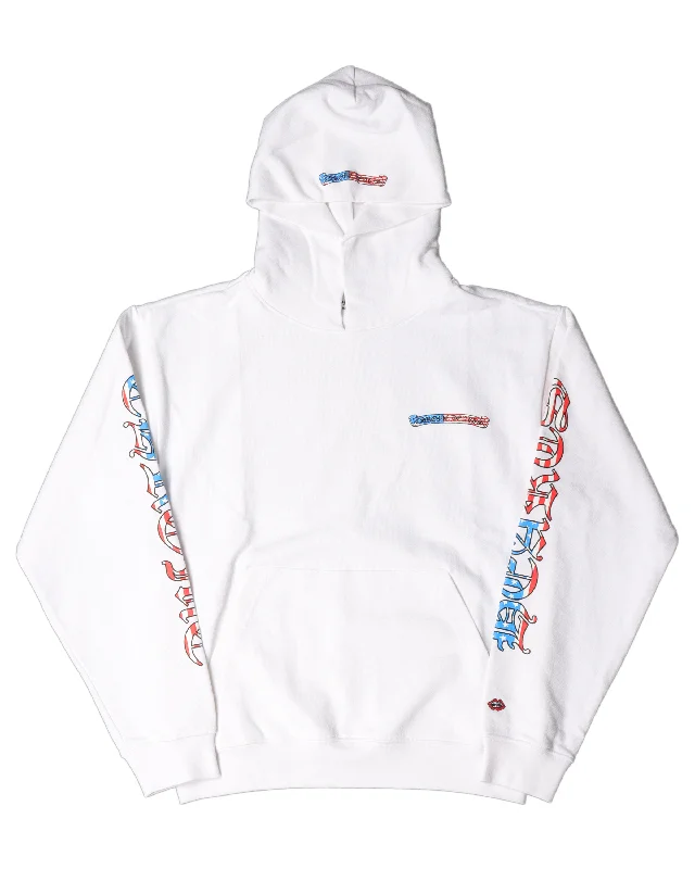 "America" Hoodie White Hoodie with Hem Elastic Stretchable Comfortable