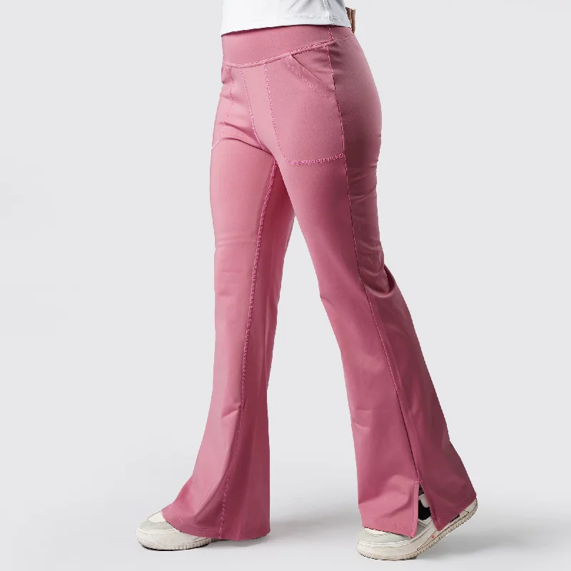 Tf-Premium Pink High Waisted Flare Cut Leggings Comfortable Leggings with Pockets