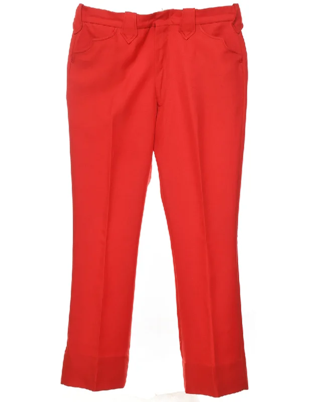 Red Straight-Fit Trousers - W36 L32 Trousers stylish modern