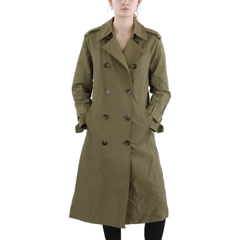 Veronica Beard Womens Cotton Blend Double Breasted Trench Coat Wool Cashmere Tweed