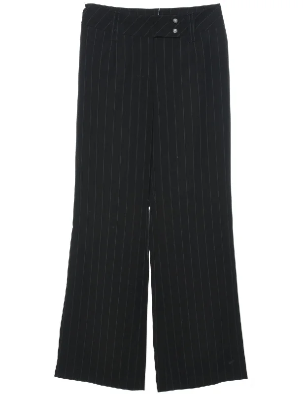 Striped Black Classic Trousers - W27 L29 Trousers Leisure Comfortable