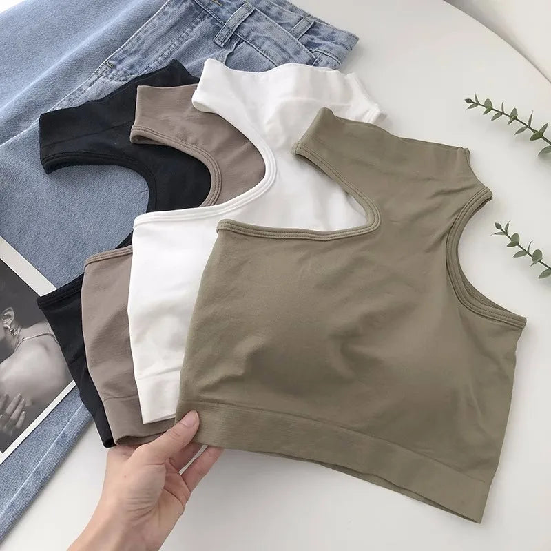 Women Hollow Out Crop Tops Summer Casual Solid Color Street Backless Camisoles Cropped Halter Tops Sexy Sleeveless Blouses Hooded Caped Shawl Collar Women Hollow Out Crop Tops Summer Casual Solid Color Street Backless Camisoles Cropped Halter Tops Sexy Sleeveless Blouses Hooded Caped Shawl Collar