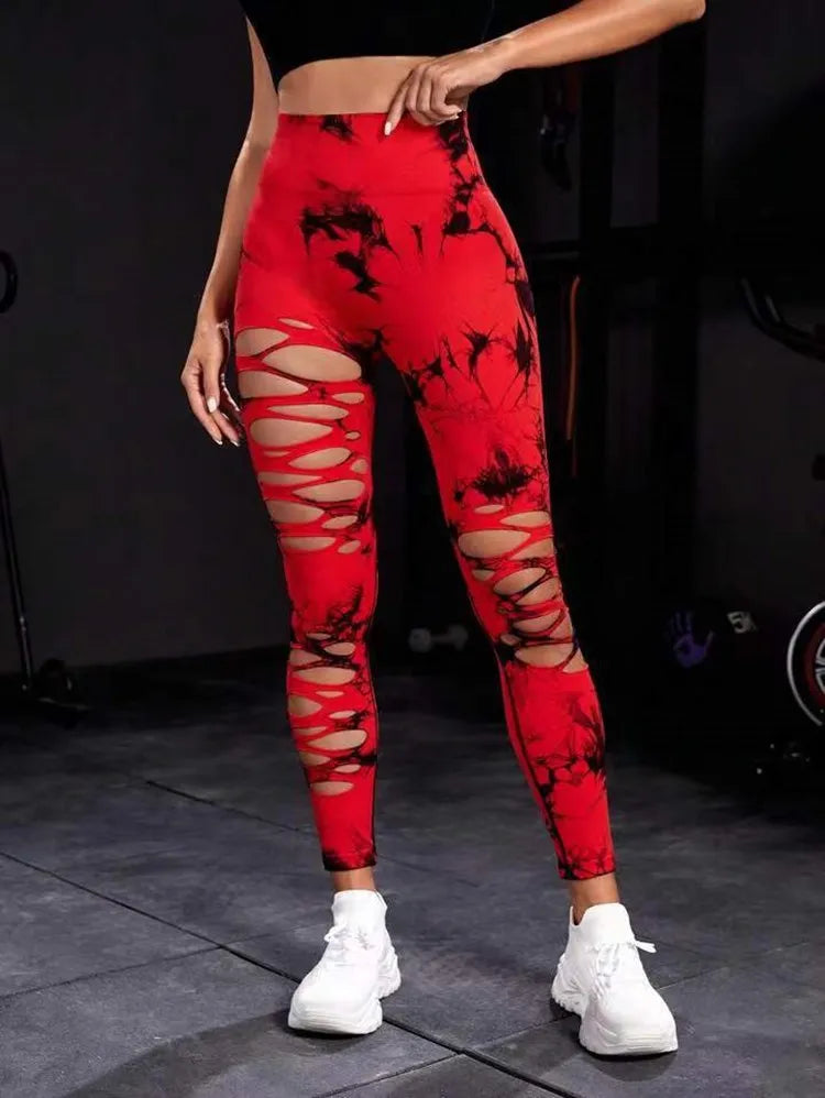 Women Tie Dye Hollow Out Leggings Sports Pants Fitness Sportswear Sexy High Waisted Push Up Gym Tights Red Running Leggings Comfortable Classic Yoga Leggings Women Tie Dye Hollow Out Leggings Sports Pants Fitness Sportswear Sexy High Waisted Push Up Gym Tights Red Running Leggings Comfortable Classic Yoga Leggings
