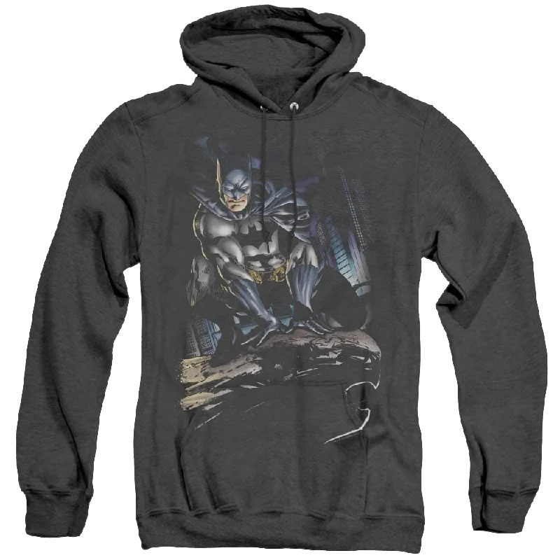 Dc Batman Perched - Heather Pullover Hoodie Shawl Collar Sweater