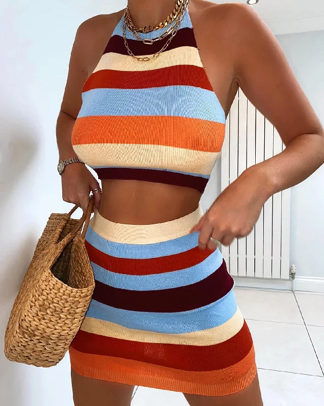 Crop Top & Mini Skirts Lace Blend Ribbed Blend Corduroy Blend