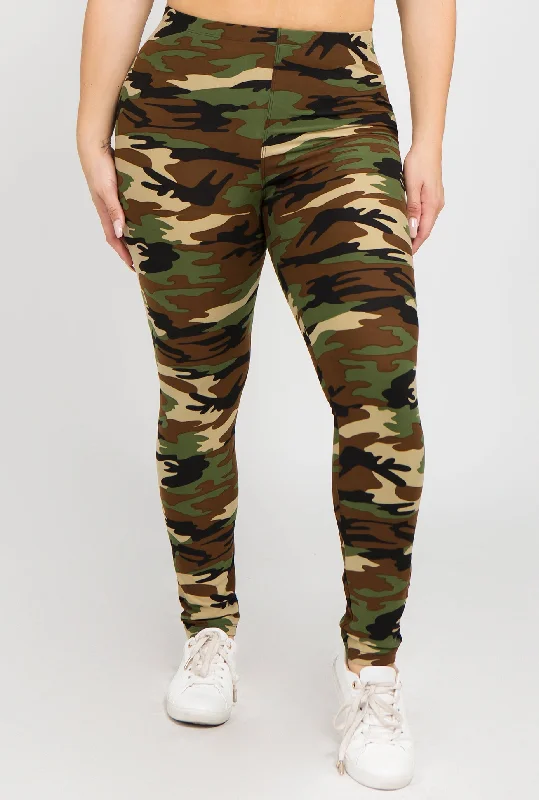 Plus Size Take Command Camouflage Print Leggings Stylish Capri Leggings