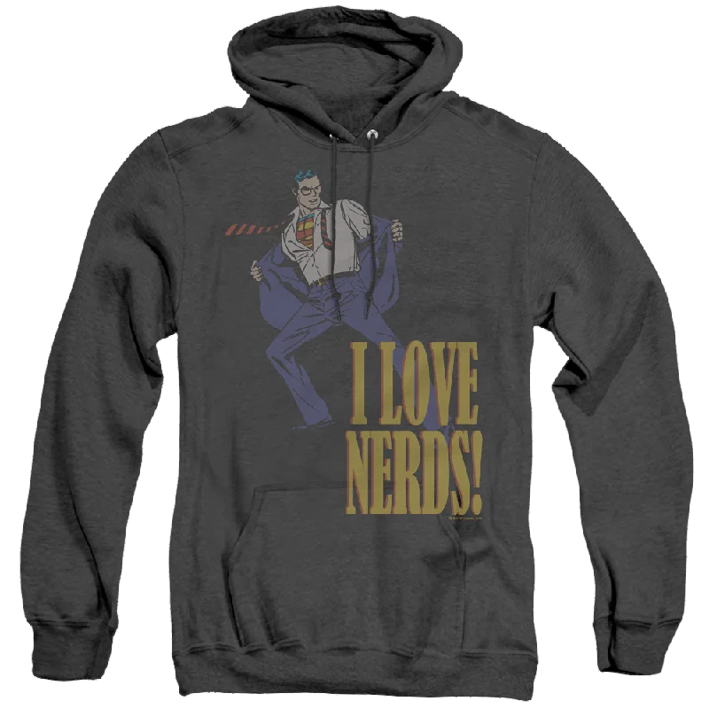 Superman I Love Nerds - Heather Pullover Hoodie Spaghetti Sleeve Top
