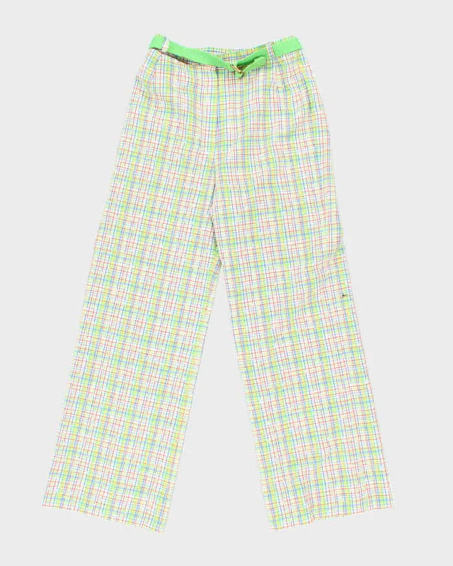Vintage 70s Cordon Checked Trousers - W28 L28 High Waist Slim Fit Ankle Length