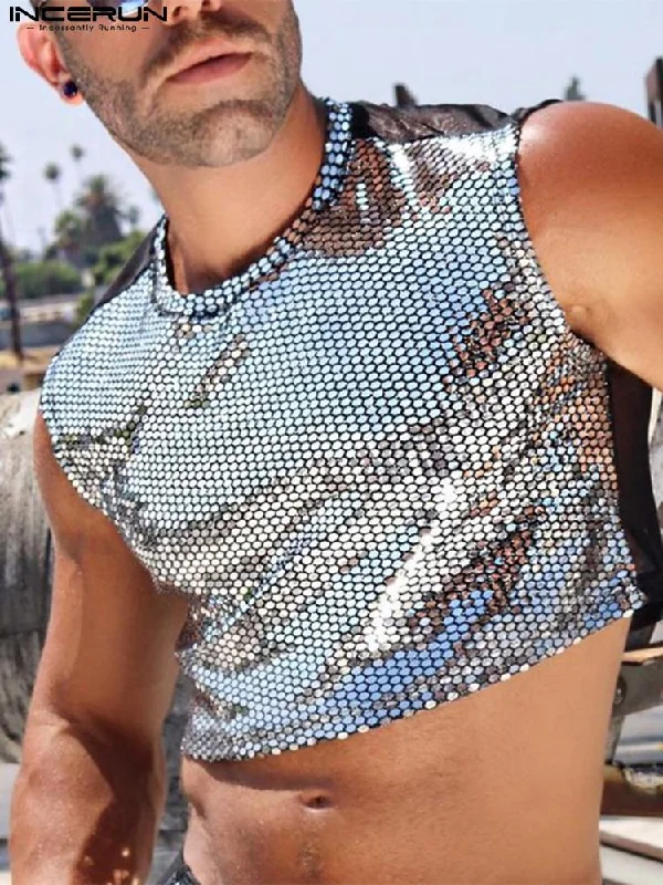 Men's Crop Top Notch Collar Peter Pan Collar Cowl Neck