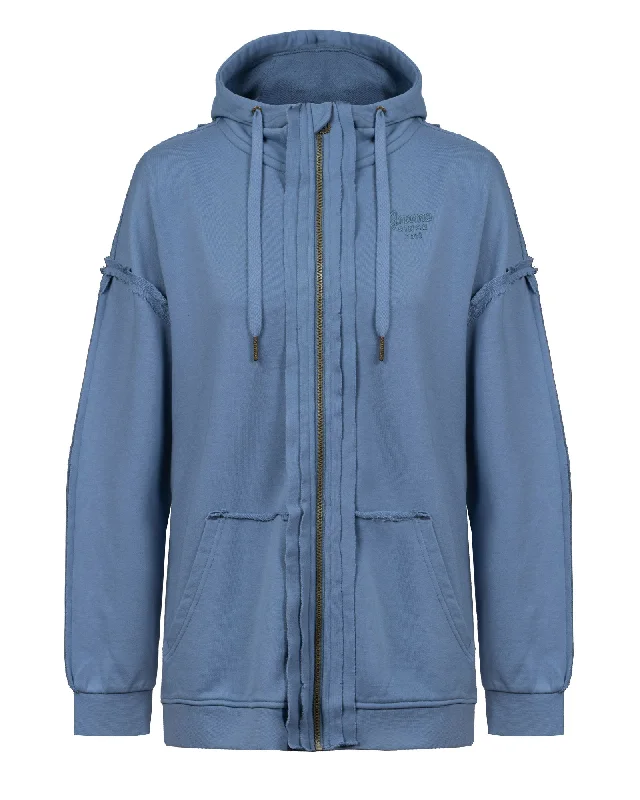 Polerón Hoodie Eco Izar Mujer Hoodie with Exposed Zipper Edgy Industrial