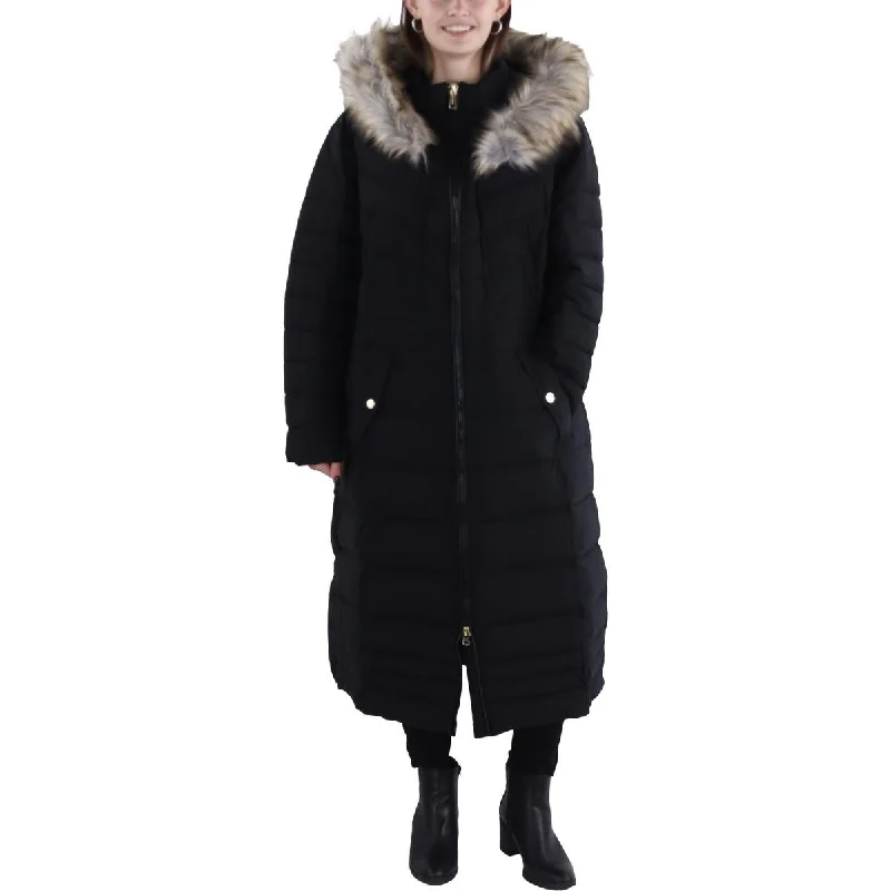 Laundry by Shelli Segal Womens Plus Faux Fur Trim Hooded Long Coat Peter Pan Collar Cowl Neck Turtleneck Laundry by Shelli Segal Womens Plus Faux Fur Trim Hooded Long Coat Peter Pan Collar Cowl Neck Turtleneck