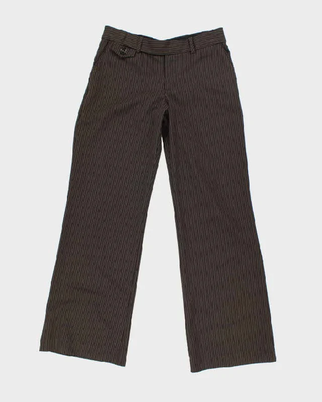 Y2k 00s Mexx Brown Stripe Suit Trousers - W30 L31 Trousers Satin Smooth