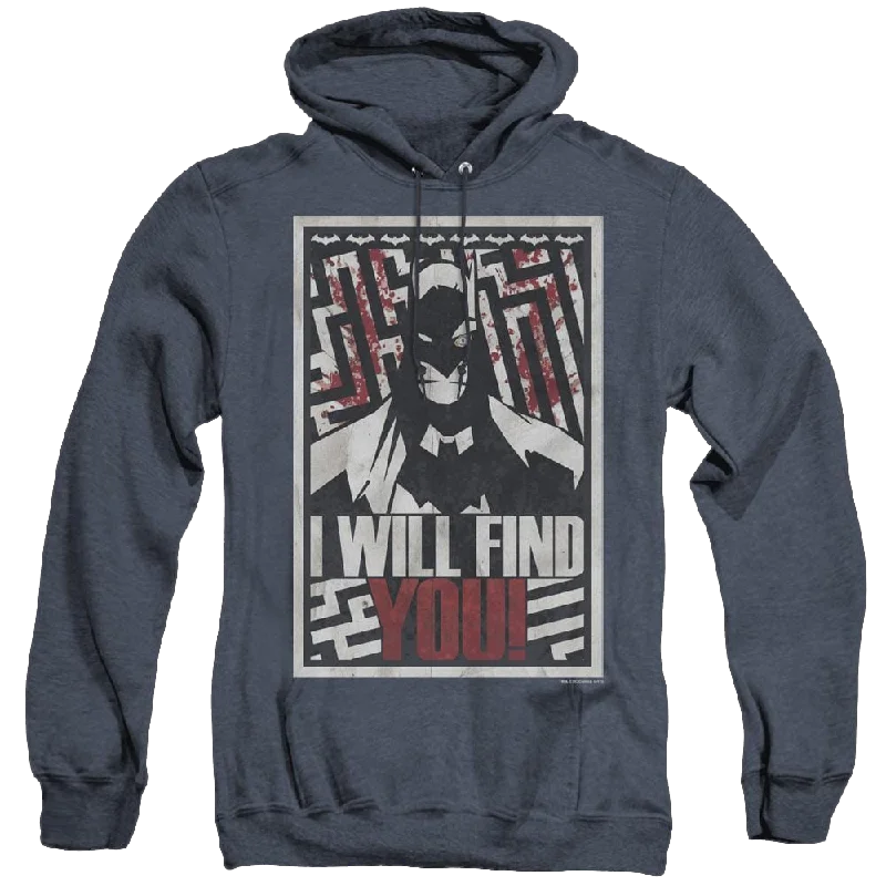 Dc Batman I Will Find You - Heather Pullover Hoodie Polo Neck Sweater