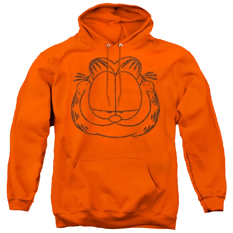 Garfield Smirking Distressed - Pullover Hoodie Long Bell Sleeve