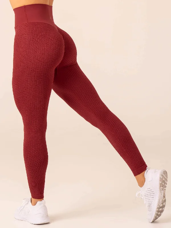 Honeycomb Scrunch Seamless Leggings - Berry Trendy Fitness Leggings