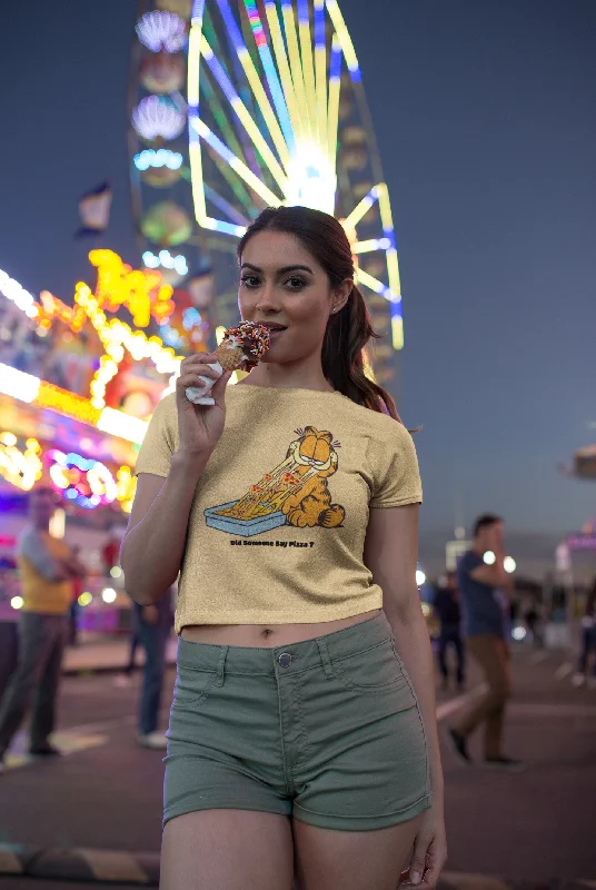 Garfield Did Someone Say Pizza Crop Top For Ladies Cozy Warm Stylish