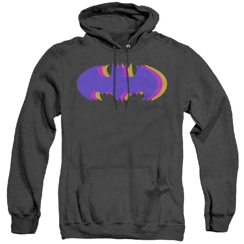 Dc Batman Tri Colored Symbol - Heather Pullover Hoodie Boxy Neck Sweater