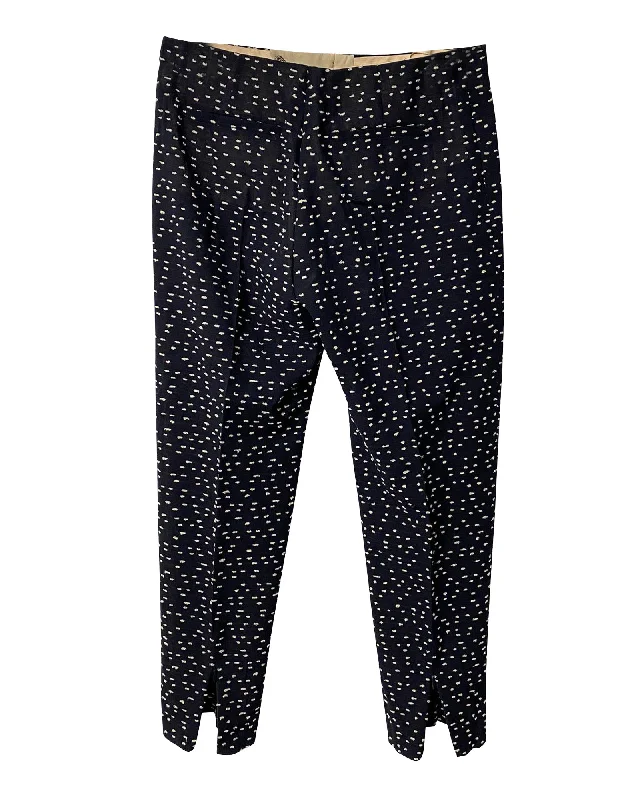 Chloé Pattern Trousers in Navy Blue Wool Trousers Corduroy Warm