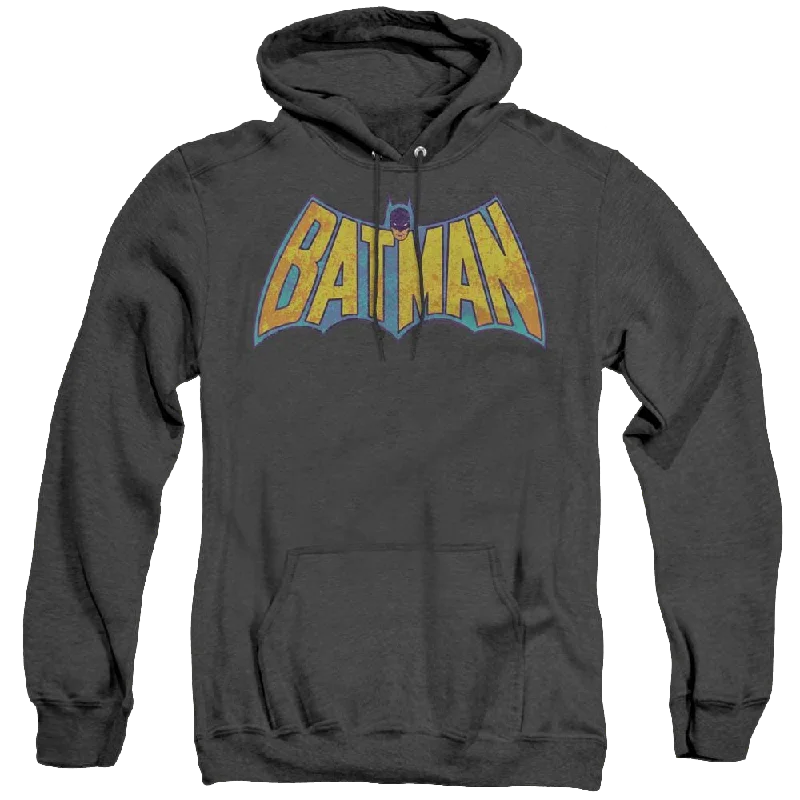 Dc Batman Batman Neon Distress Logo - Heather Pullover Hoodie Blouson Sleeve Pullover