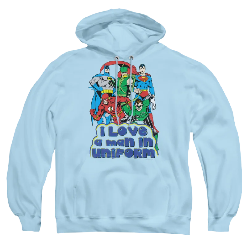 Justice League I Love A Man In Uniform - Pullover Hoodie Sheath Sleeve Elegant