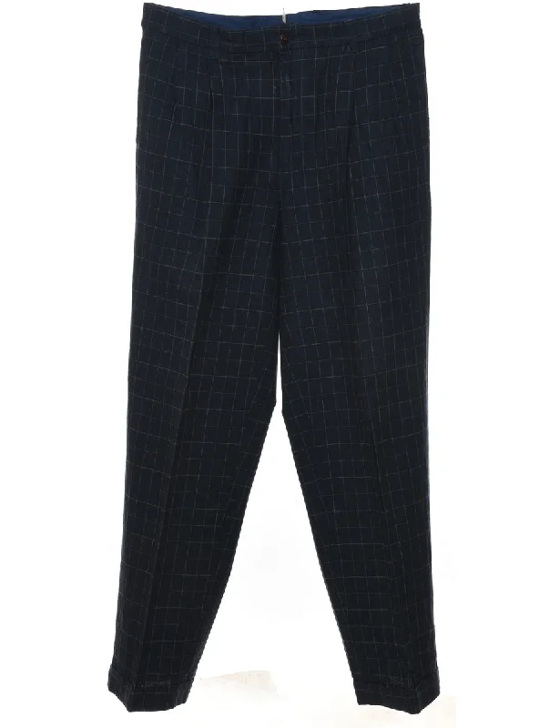 Nautica Navy Checked Trousers - W36 L34 Trousers cozy soft