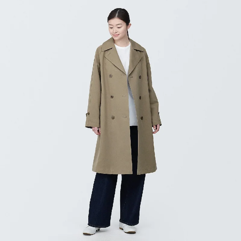Water Repellent Trench Coat Three-Quarter Sleeve Elbow Sleeve Wrist Sleeve
