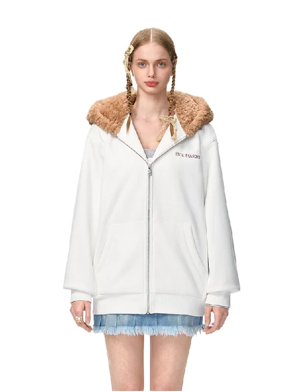 Bear Zip Fuzzy Hoodie Hoodie with Snap Buttons Easy Quick