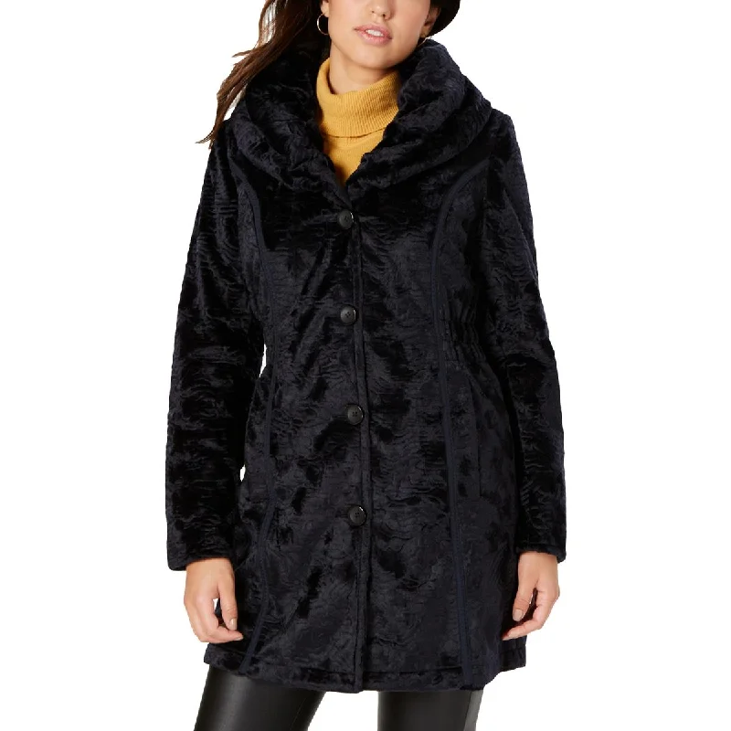 Laundry by Shelli Segal Womens Winter Lightweight Midi Coat Asymmetrical Collar Hooded Zippered Laundry by Shelli Segal Womens Winter Lightweight Midi Coat Asymmetrical Collar Hooded Zippered