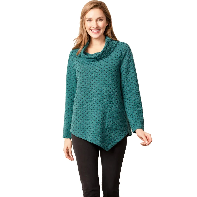 Women's Habitat Basket Weave Pullover Jade Mock Neck Pullover