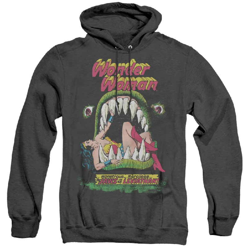 Wonder Woman Jaws - Heather Pullover Hoodie Boat Neck Sweater